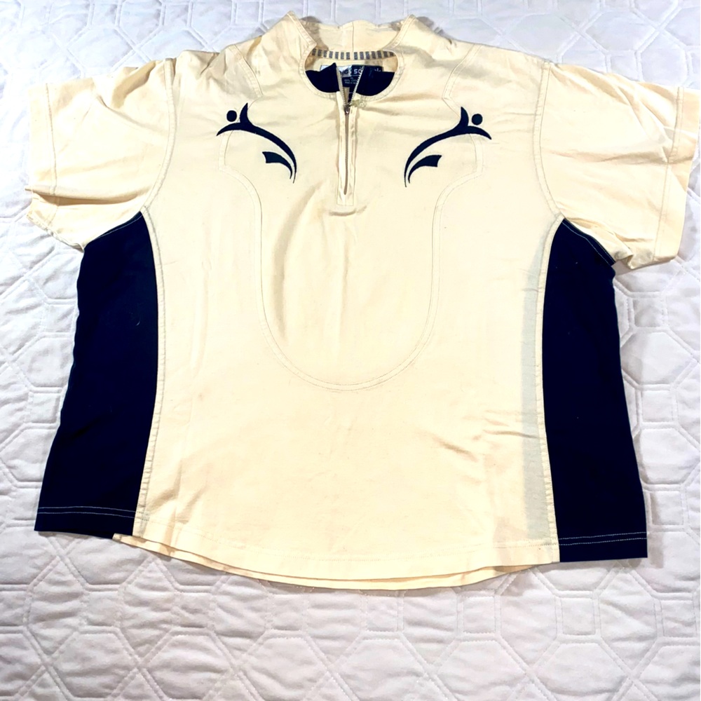 Jamie Sadock cotton women's golf shirt Cream and Black Short Sleeve Top size XL